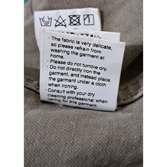 Sage De Cret Womens XL Cotton Linen Tan Paper Bag Waist Pant Made In Japan - Picture 9 of 9